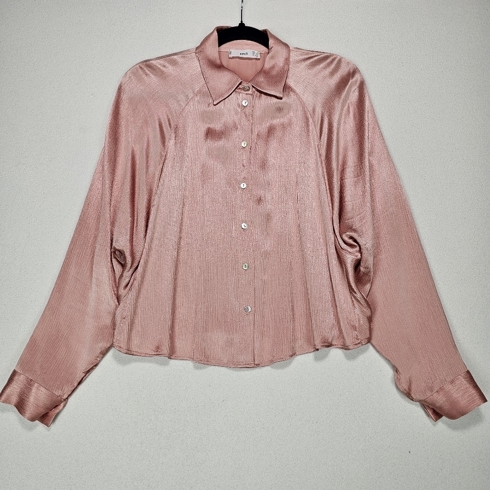 Mango Minimalist Satin Finish Flowy Blouse Capsule Staple Size XS